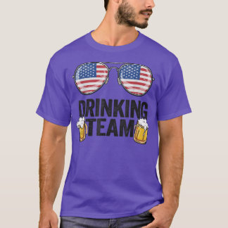 USA Drinking Team American Flag Sunglasses 4th Of  T-Shirt