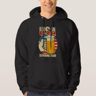 Usa Drinking Team Beer Party Vintage Usa Flag Hoodie