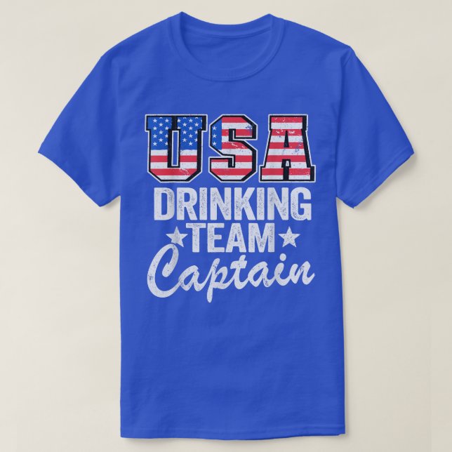 USA Drinking Team Captain American Flag 4th Of Jul T-Shirt (Design Front)