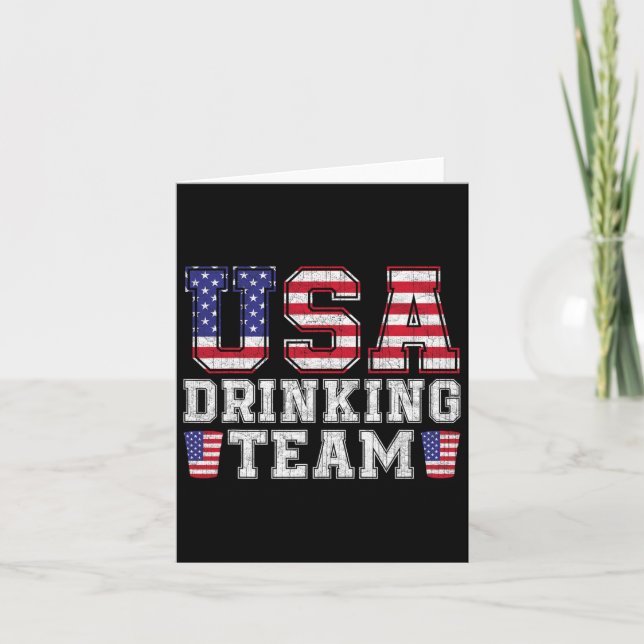 Usa Drinking Team Funny Drinking Beer Lover 4th Of Card (Front)