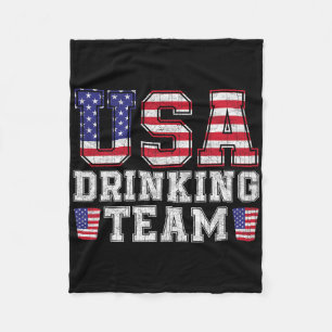 Usa Drinking Team Funny Drinking Beer Lover 4th Of Fleece Blanket