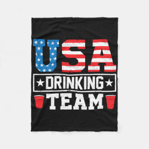 Usa Drinking Team Funny Drinking Beer Lover Fleece Blanket