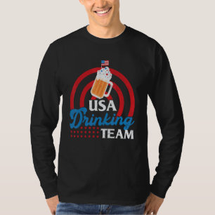 Usa Drinking Team July 4th America Flag Patriotic T-Shirt
