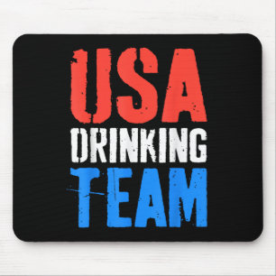 Usa Drinking Team Shirt Funny Men Women 4th Of Jul Mouse Pad