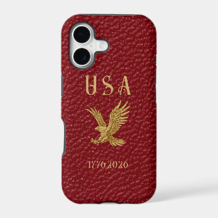 USA Eagle 1775 - 2026 Fax red leather 