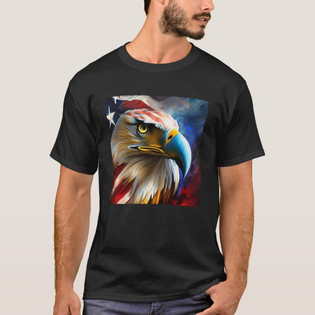 USA Eagle American Flag 4th of July Art Painting P T-Shirt (Front)