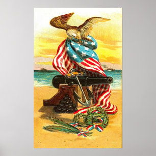 USA Eagle and Flag Poster
