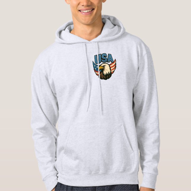 USA Eagle Patriot Emblem - Bold American Flag Desi Hoodie (Front)