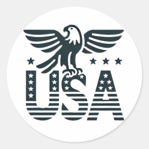USA Eagle Patriotic Desig -Stars and Stripes Style Classic Round Sticker
