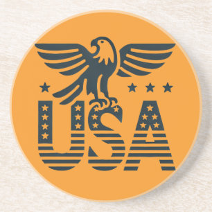 USA Eagle Patriotic Desig -Stars and Stripes Style Coaster