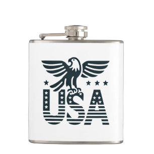 USA Eagle Patriotic Desig -Stars and Stripes Style Hip Flask
