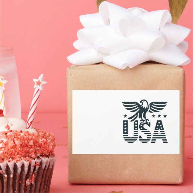 USA Eagle Patriotic Desig -Stars and Stripes Style Rectangular Sticker (Party)