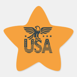 USA Eagle Patriotic Desig -Stars and Stripes Style Star Sticker