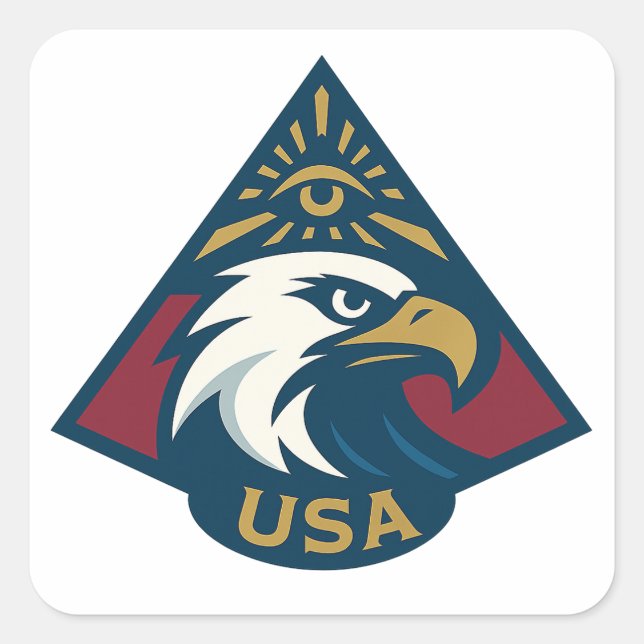 USA Eagle Pyramid Emblem — Eye of Providence Square Sticker (Front)
