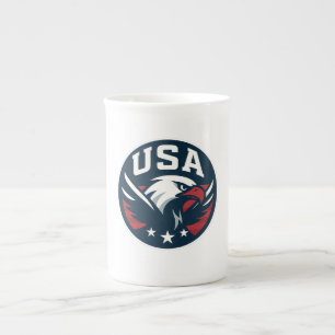 USA Eagle Roundel — Aggressive Sports Emblem Bone China Mug