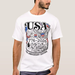 Usa Eagle Space Shuttle City Skyline Flag T-Shirt