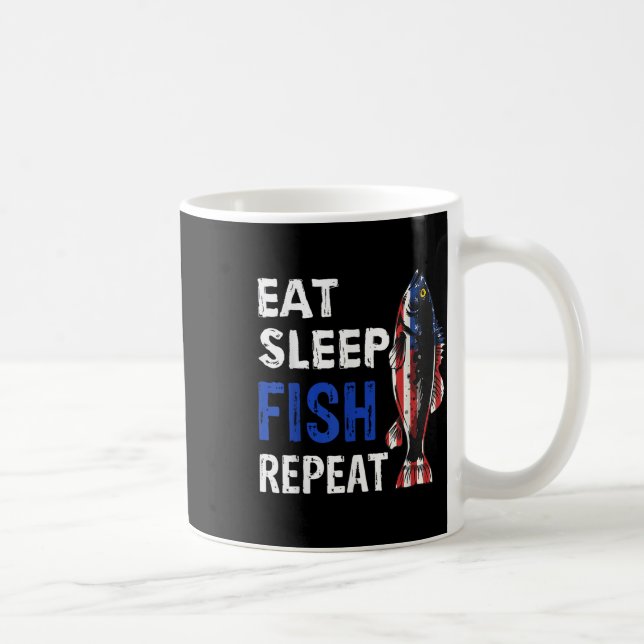 Usa Eat Sleep Fish Repeat Funny Present  Coffee Mug (Right)