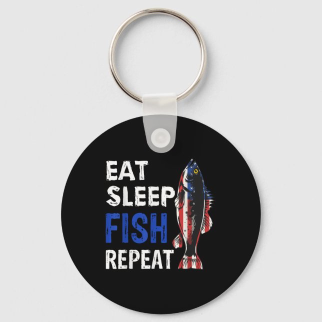 Usa Eat Sleep Fish Repeat Funny Present  Key Ring (Front)