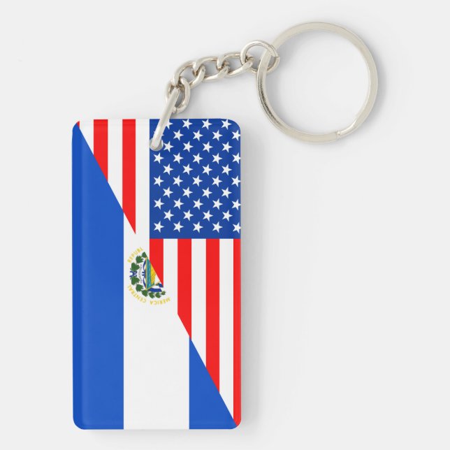 usa el salvador country half flag america symbol key ring (Back)