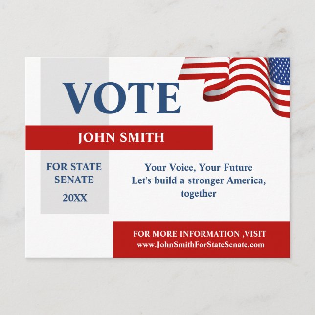  USA Election Campaign Candidate Introduction Postcard (Front)