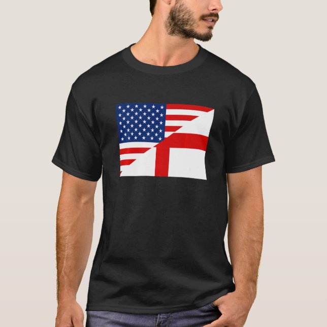 Usa England Dual Citizenship Football T-Shirt (Front)