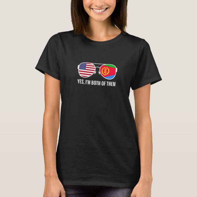 Usa Eritrea Flag Sunglasses Eritrean Americans T-Shirt (Front)