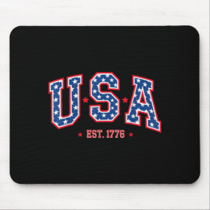 USA Est 1776 4th of July Patriotic American Flag Mouse Pad