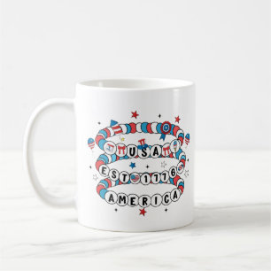 USA EST 1776 Beaded America Design Coffee Mug