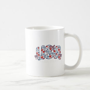 Usa Est 1776 Floral Preppy 4th Of July Coquette Bo Coffee Mug