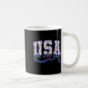 USA Est 1776 Toile Floral Patriotic Vintage Coffee Mug
