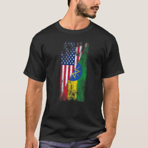 Usa Ethiopia Flags  United States Of America Ethio T-Shirt