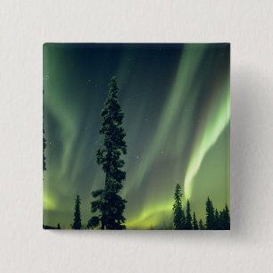 USA, Fairbanks area, Central Alaska, Aurora 15 Cm Square Badge