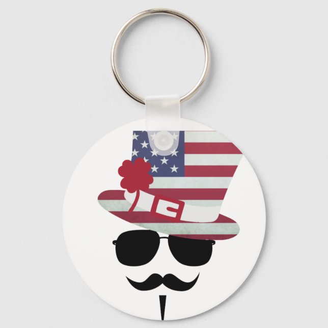 USA Fan with Mustache Key Ring (Front)