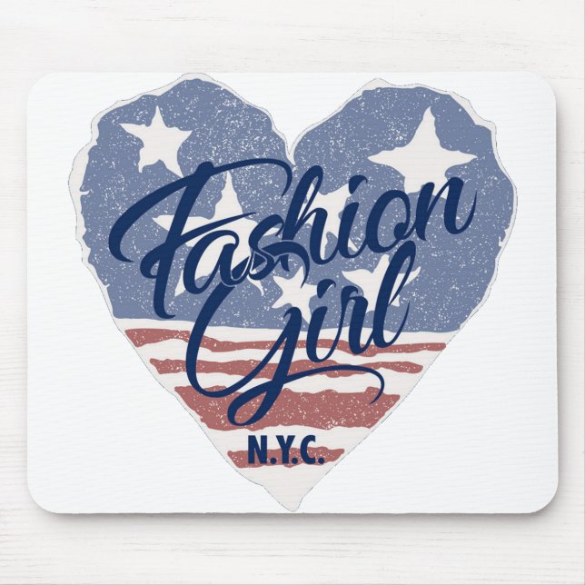 USA Fashion girl , usa heart flag nyc Mouse Pad (Front)