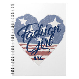 USA Fashion girl , usa heart flag nyc Notebook