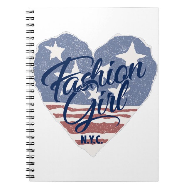 USA Fashion girl , usa heart flag nyc Notebook (Front)