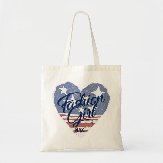 USA Fashion girl , usa heart flag nyc Tote Bag (Front)