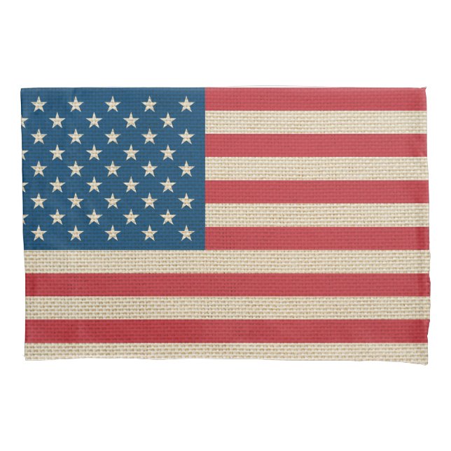 USA faux burlap flag Pillowcase (Front-Left)