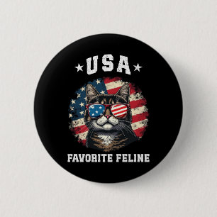 USA Favorite Feline Proud American Cat Spirit 6 Cm Round Badge