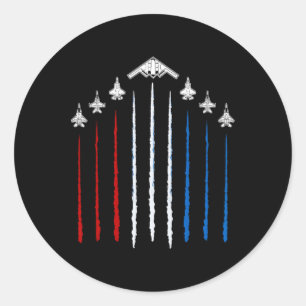 Usa Fighter Jets 4th Of July Men Women Kids Funny Classic Round Sticker