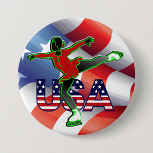 USA Figure Skating Large 7.5 Cm Round Badge