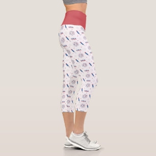 Usa, Fireworks and Firecrackers Capri Leggings