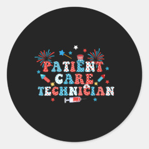 Usa Fireworks Patient Care Technician 4th Of July Classic Round Sticker