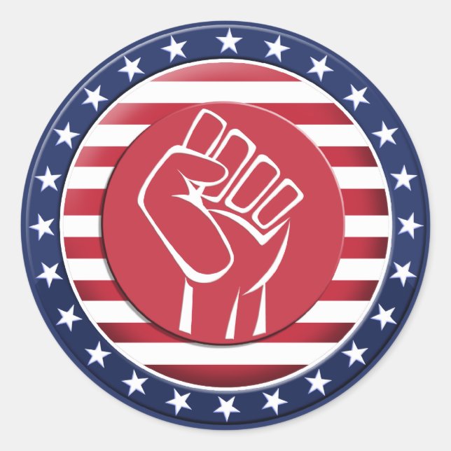 USA Fist Classic Round Sticker (Front)
