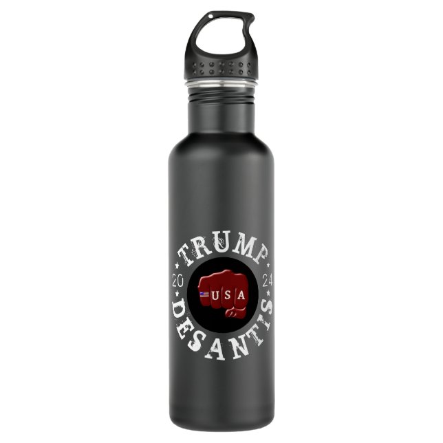USA Fist Tattoo Trump DeSantis 2024 710 Ml Water Bottle (Front)