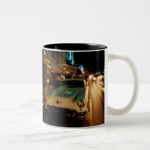 USA, FL, Miami, South Beach at night. 2 Two-Tone Coffee Mug