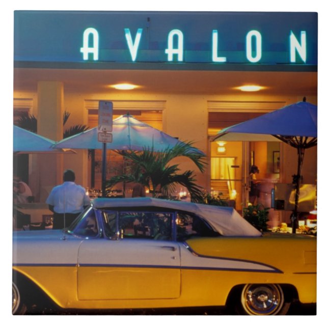 USA, FL, Miami, South Beach at night. Tile (Front)