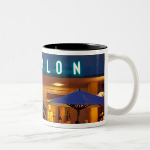 USA, FL, Miami, South Beach at night. Two-Tone Coffee Mug