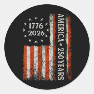 Usa Flag 250 Years Anniversary 1776-2026 Freedom T Classic Round Sticker