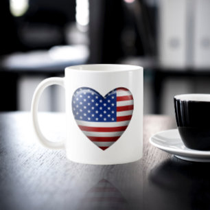 USA Flag   3D Heart Icon Coffee Mug
